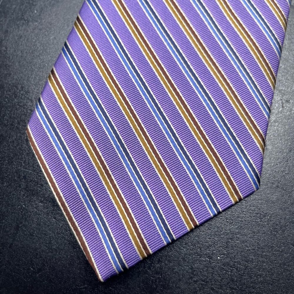 Brooks Brothers made in Italy Purple Silk Striped Tie